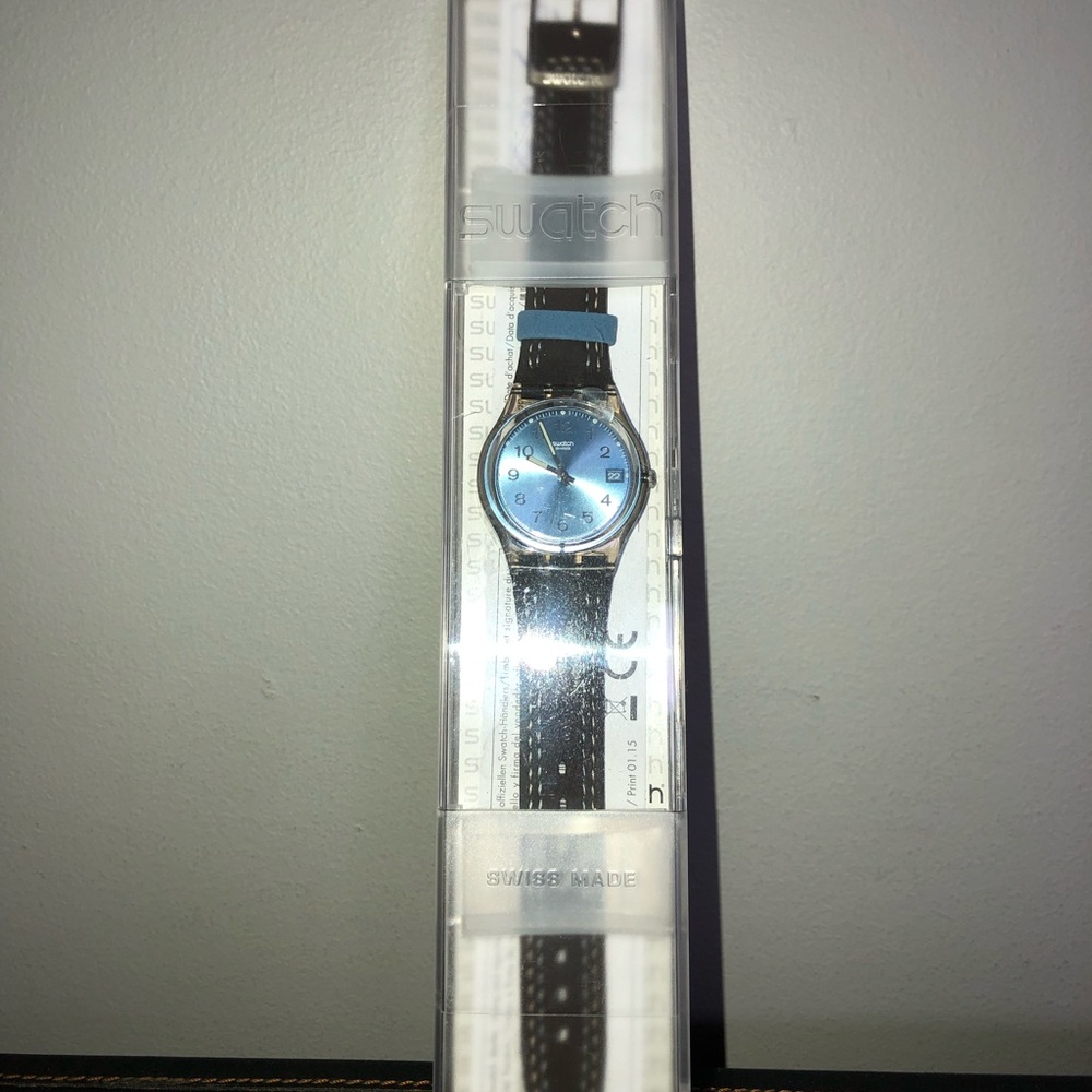 Swatch Light Blue and Brown Leather Women’s
